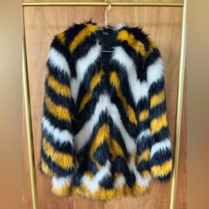 Meadham Kirchhoff Striped Faux fur coat